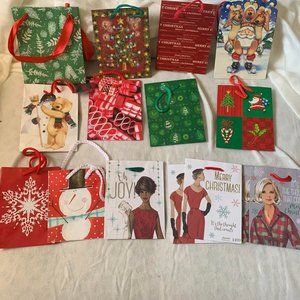 Set of 15 new and used Small Christmas Gift Bags